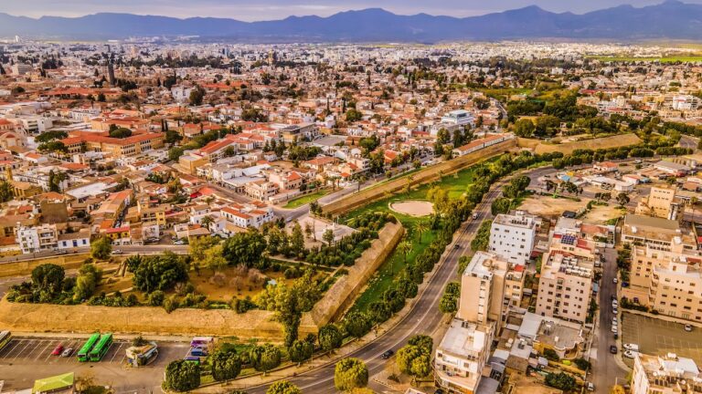 Above Nicosia, the Venetian Walls stretch into the horizon, a medieval marvel in modern Cyprus.
