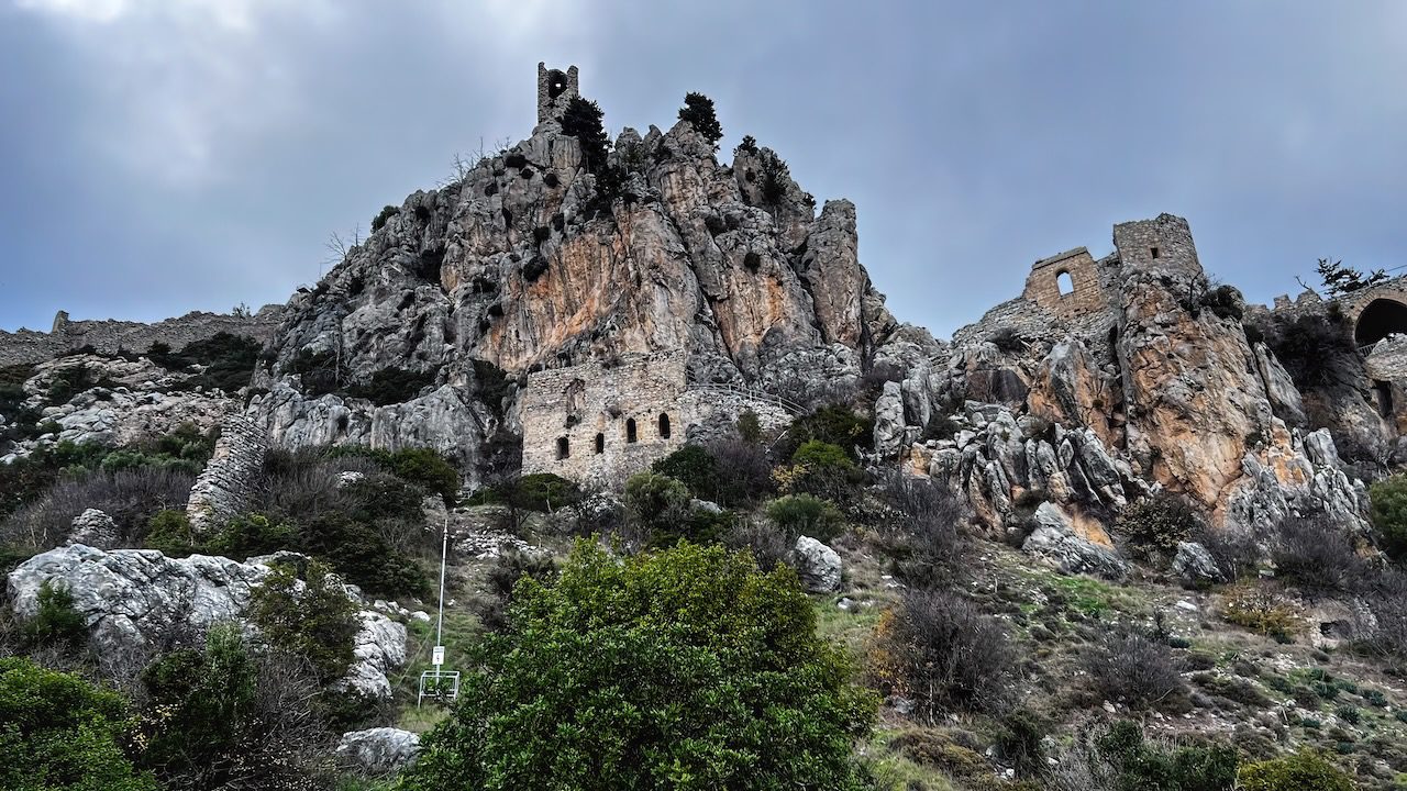 Ruins of St. Hilarion Castle perched atop a rocky outcrop in Cyprus, embodying centuries of Byzantine history.